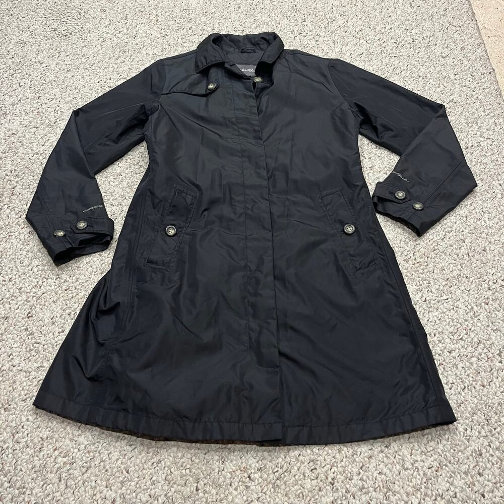 Eddie Bauer Weatheredge Trench Coat Black S Outdoor Gorpcore Belted Fall Casual